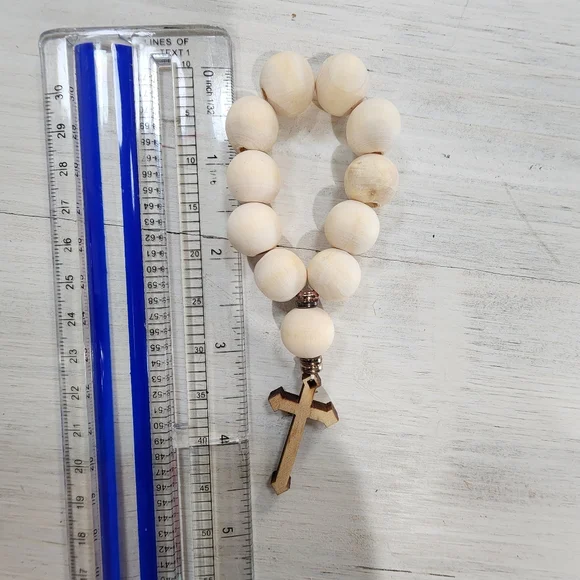 Lot of 12 wood beads rosary. Gifts/party favors-baptism, wedding, confirmation